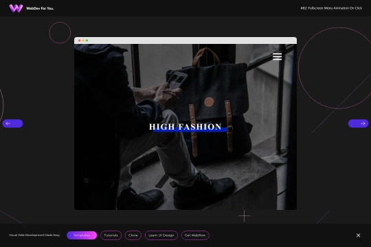 Full Screen Navigation Menu Webflow cloneable