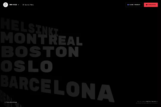 3D Spiral Menu Webflow cloneable