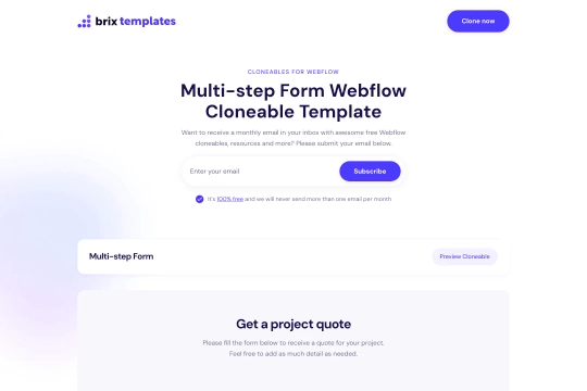 Multi-step forms Webflow cloneable