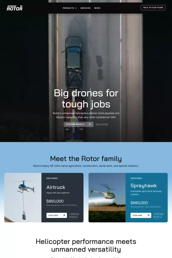 Webflow aerospace modern clean website example