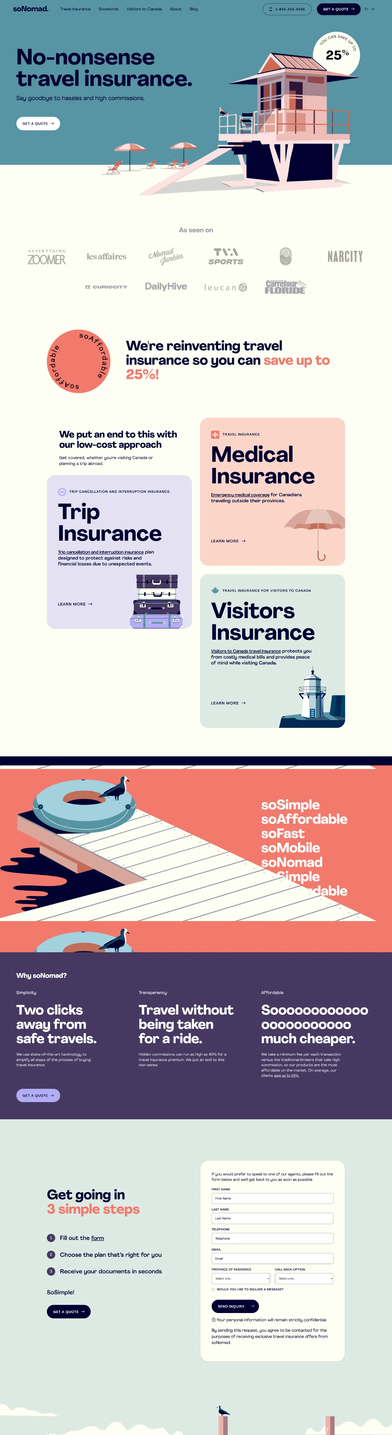 Travel Insurance Webflow website example - Modern Clean Webflow Inspiration